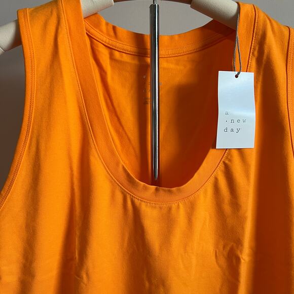 A New Day Women's Orange U-Neck Slim Fit Wide Strap Tank Top - Size Large - NWT - Picture 3 of 7